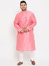 Vastramay Men's Plus Size Pink Silk Blend Kurta Pyjama Set